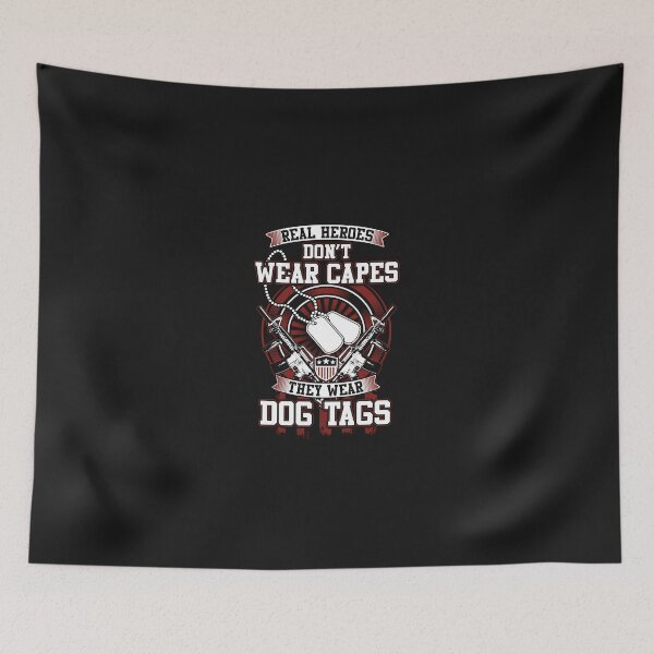 Item preview, Real heroes don’t wear capes dog tags designed and sold by Usatazon on.