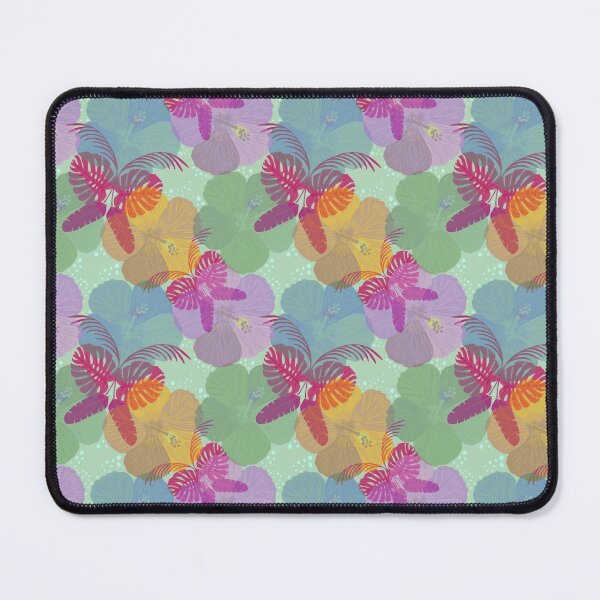 "Tropical Surrealism" Colorful Butterfly Magenta Purple Green Jungle Floral Designer Print Mouse Pad