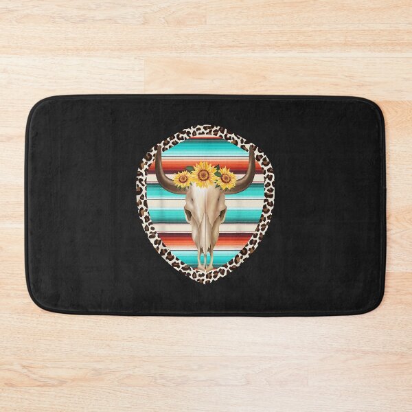 Item preview, Funny Serape Cow Skull print Sunflower Leopard Turquoise T-Shirt designed and sold by maratvviralph.