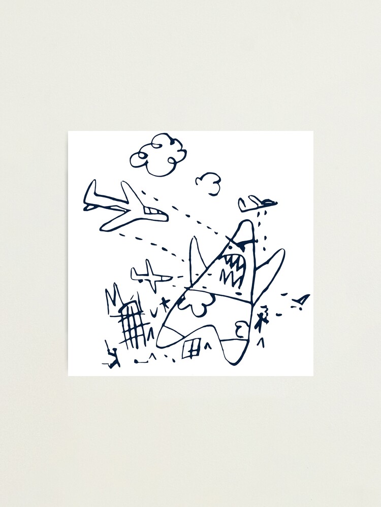 Patrick’s sketch of himself fighting airplanes | Photographic Print