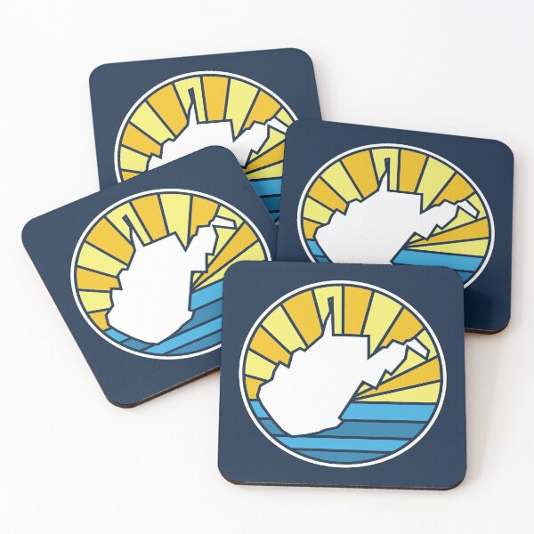 Aperçu de l'œuvre Virginie-Occidentale Navy Blue State WV Coucher de soleil et eau créée et vendue par toutwearapparel.