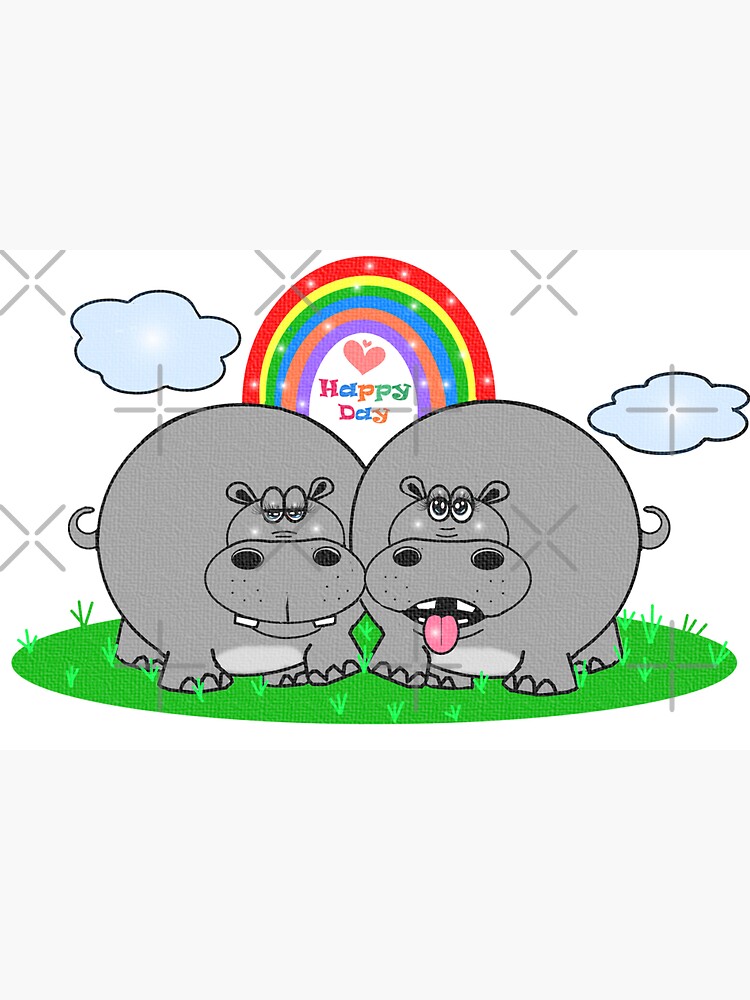 "Happy hippo day " Sticker by shirleycutecard Redbubble