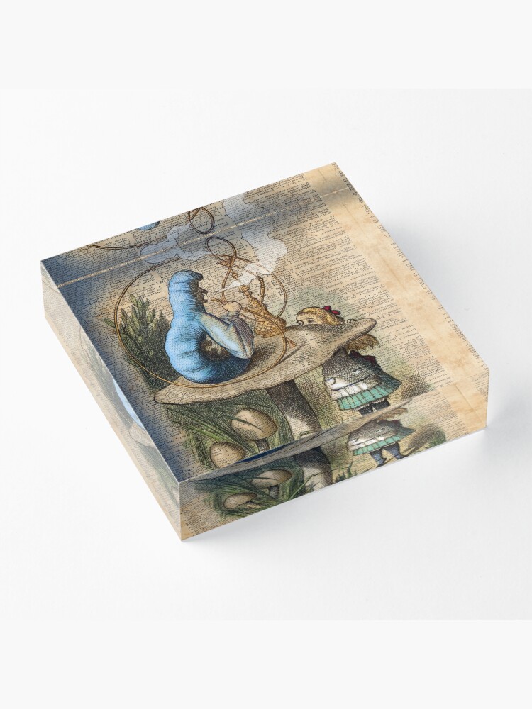 Alternate view of Alice,Mushroom and Jin,Vintage Dictionary Art Acrylic Block
