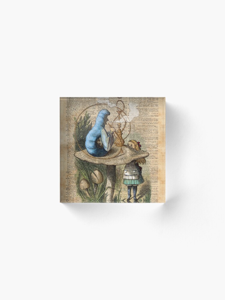 Alternate view of Alice,Mushroom and Jin,Vintage Dictionary Art Acrylic Block