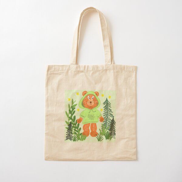 Rubis - Set: Bear Print Fleece Tote Bag + Teddy Bear Bag Charm