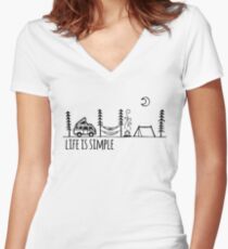 Simple Life Women's Fitted V-Neck T-Shirt