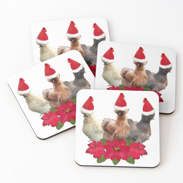 Item preview, Silkie Bantam Chickens Santa Hats Poinsettias Chicken Christmas designed and sold by StandoutSilkies.