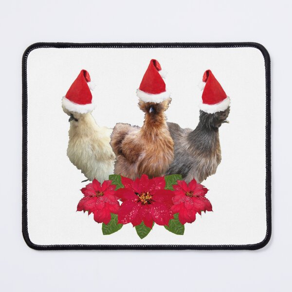 Item preview, Silkie Bantam Chickens Santa Hats Poinsettias Chicken Christmas designed and sold by StandoutSilkies.