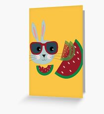 Hungriger Hipster Hase Grußkarte