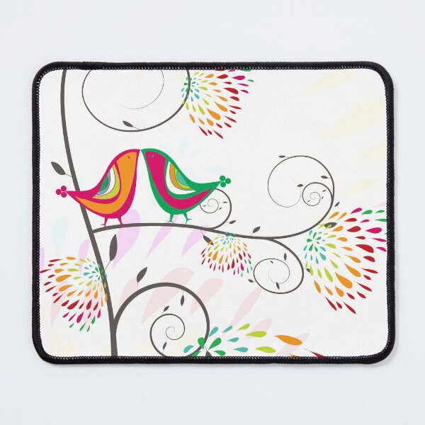 Item preview, Whimsical Tropical Summer Kissing Birds with Colorful Rainbow Blooms © fatfatin designed and sold by fatfatin.