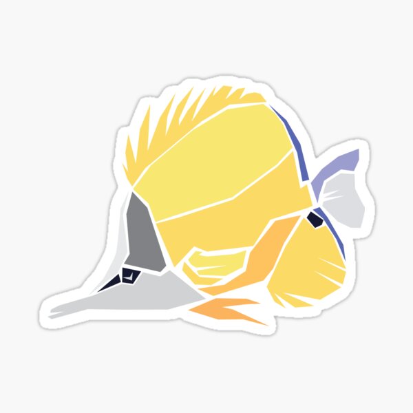 Tropical Fish - Longnose Butterflyfish coral reef menagerie Sticker