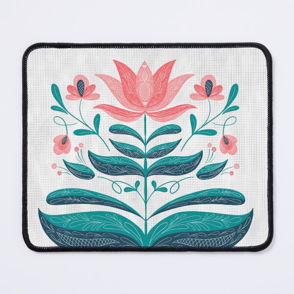 Folk Art Spring Flowers Mouse Pad