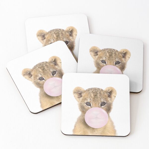 Item preview, Baby Lion Blowing Bubble Gum Pink by Zouzounio Art designed and sold by zouzounioart.