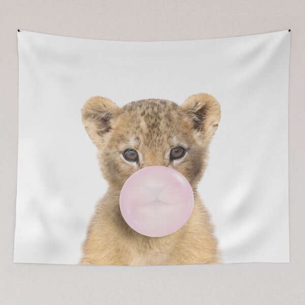 Item preview, Baby Lion Blowing Bubble Gum Pink by Zouzounio Art designed and sold by zouzounioart.