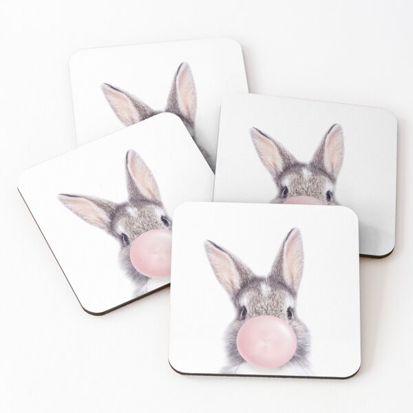 Item preview, Bunny Blowing Bubble Gum, Baby Animals Art Print by Synplus designed and sold by synplus.
