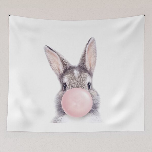 Item preview, Bunny Blowing Bubble Gum, Baby Animals Art Print by Synplus designed and sold by synplus.