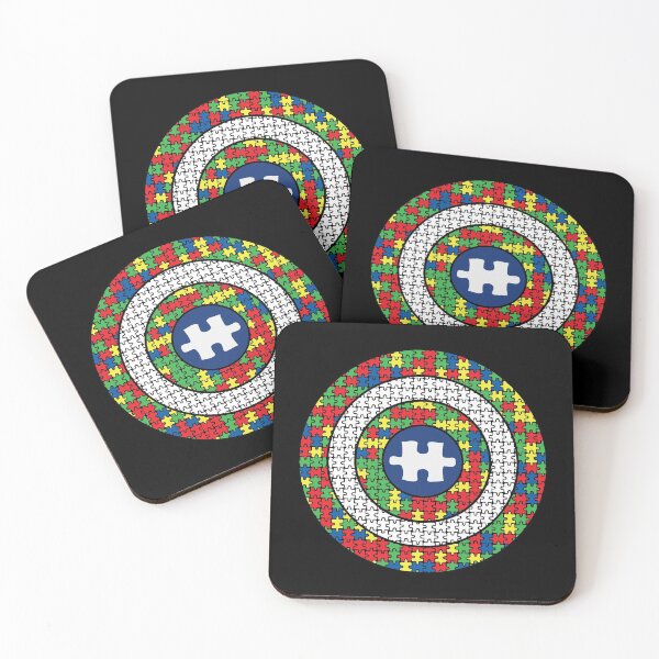 Aperçu de l'œuvre Capitaine Autisme Aspergers Sensibilisation Super Puzzle Bouclier Héros Coloré créée et vendue par Dolphin Graphic.