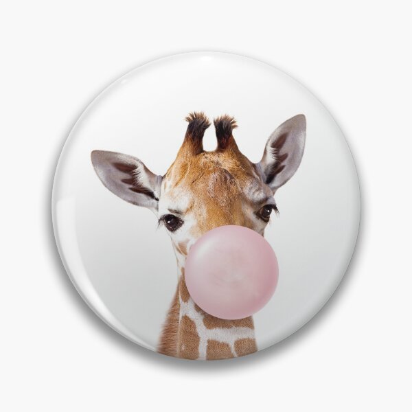 Item preview, Baby Giraffe Blowing Pink Bubble Gum, Baby Girl, Kids, Nursery, Baby Animals Art Print by Synplus designed and sold by synplus.