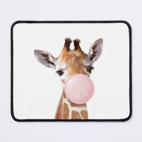 Item preview, Baby Giraffe Blowing Pink Bubble Gum, Baby Girl, Kids, Nursery, Baby Animals Art Print by Synplus designed and sold by synplus.