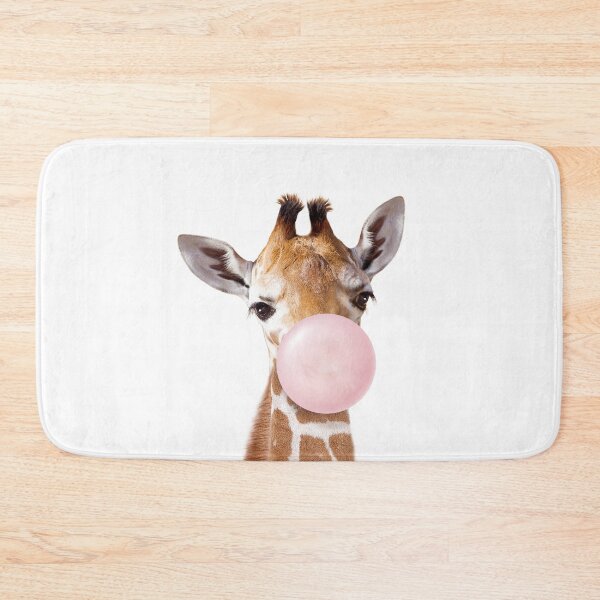 Item preview, Baby Giraffe Blowing Pink Bubble Gum, Baby Girl, Kids, Nursery, Baby Animals Art Print by Synplus designed and sold by synplus.