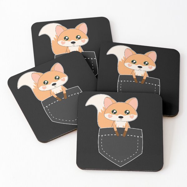Item preview, Kawaii Fox In Pocket Black designed and sold by cashewdays.