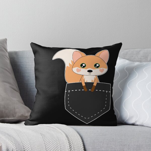Item preview, Kawaii Fox In Pocket Black designed and sold by cashewdays.