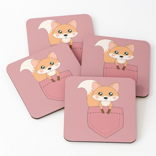 Item preview, Kawaii Fox In Pocket Pink designed and sold by cashewdays.