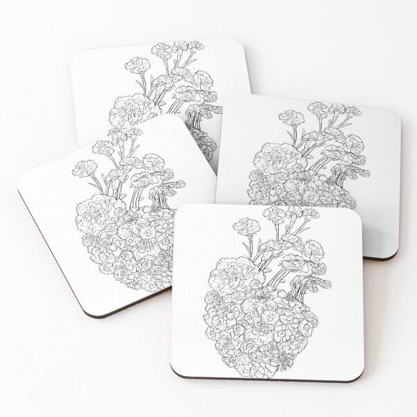 Item preview, Black Line Art of Mi Corazón Con Flores: Complex designed and sold by 2-Floral-Frogs.