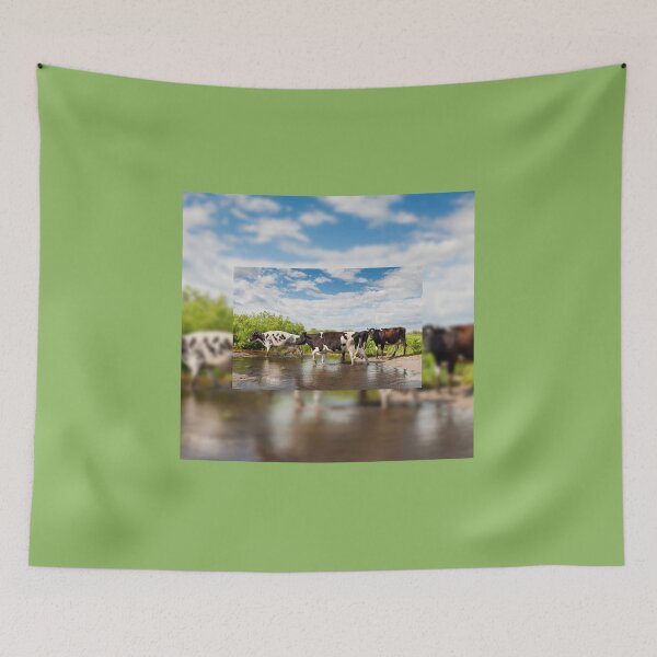 Item preview, Cows walking across puddle designed and sold by Arletta Cwalina.