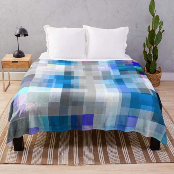 Item preview, graphic design pixel geometric square pattern abstract background in blue purple pink designed and sold by Mrvell.