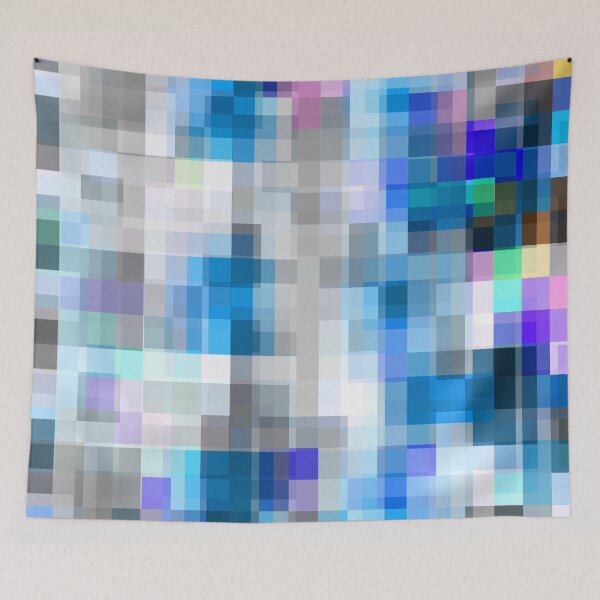 Item preview, graphic design pixel geometric square pattern abstract background in blue purple pink designed and sold by Mrvell.