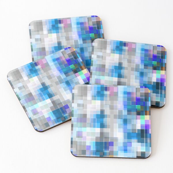 Item preview, graphic design pixel geometric square pattern abstract background in blue purple pink designed and sold by Mrvell.