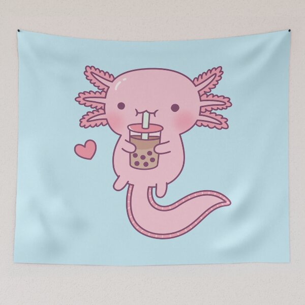 Item preview, Cute Axolotl Drinking Bubble Tea designed and sold by rustydoodle.