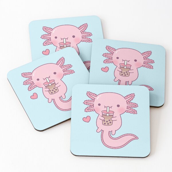 Item preview, Cute Axolotl Drinking Bubble Tea designed and sold by rustydoodle.