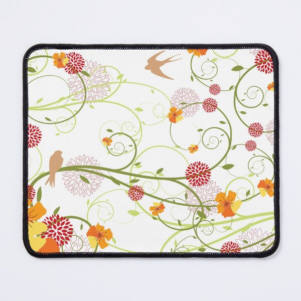 Item preview, Yellow Summer Hibiscus Swirls and Swallow Birds © fatfatin designed and sold by fatfatin.