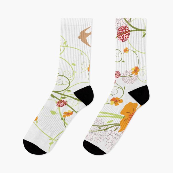 Item preview, Yellow Summer Hibiscus Swirls and Swallow Birds © fatfatin designed and sold by fatfatin.