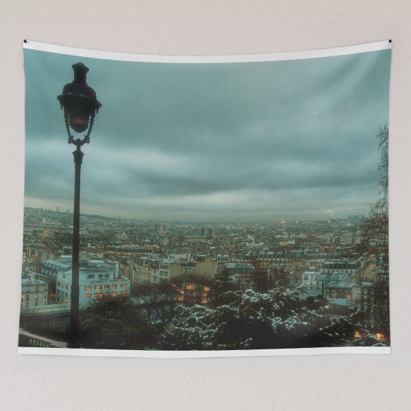 Item preview, Nublada mañana de Navidad en París desde la colina de Montmartre designed and sold by cinemadnesshirt.