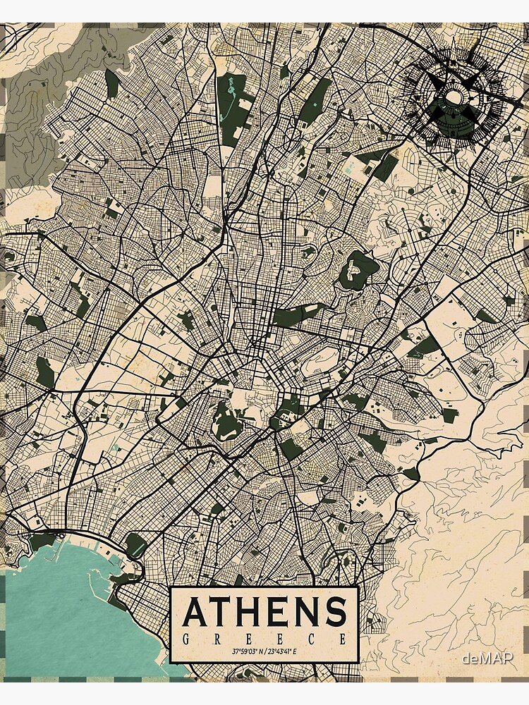 Grèce Antique : Carte géographique ancienne - Athènes, Sparte - Collection