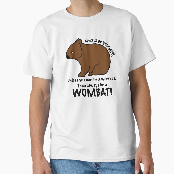 Vista previa del artículo con la obra «Siempre se un wombat», diseñado y vendido por RainbowRhino.