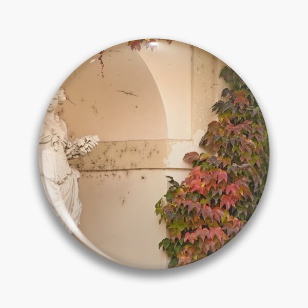 Item preview, statue and wall with creeper plant in autumn Vienna Austria designed and sold by goceris.