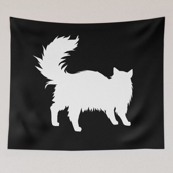 Item preview, long haired cat silhouette, beautiful pet designs for women designed and sold by Kirei-Lily.
