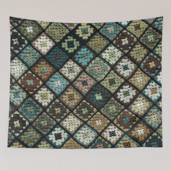 Item preview, Crochet granny square pattern dark green  designed and sold by Amalzaki.