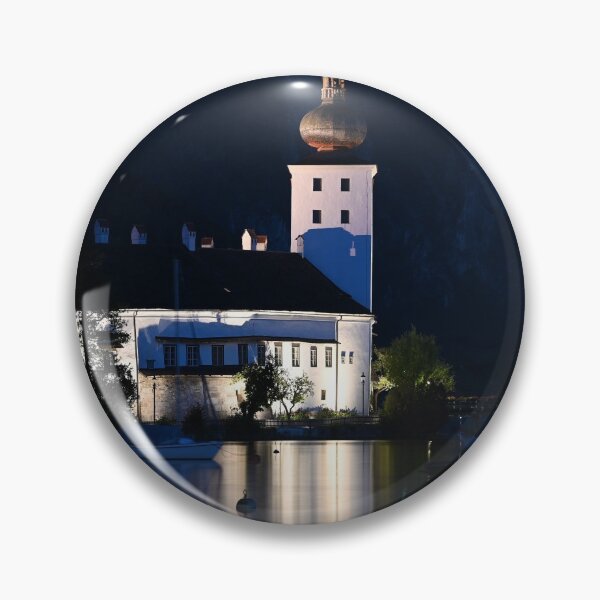 Item preview, medieval water castle Schloss Ort Orth on lake Traunsee by night in Gmunden Austria  designed and sold by goceris.