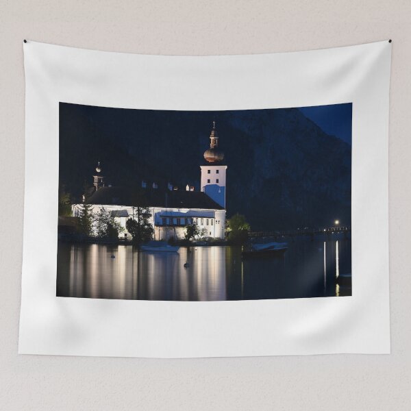 Item preview, medieval water castle Schloss Ort Orth on lake Traunsee by night in Gmunden Austria  designed and sold by goceris.