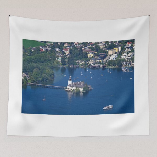 Item preview, Panoramic view of medieval castle Schloss Ort Orth on lake Traunsee in Gmunden Upper Austria  designed and sold by goceris.