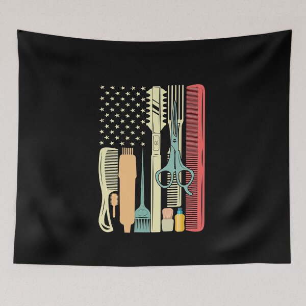 Artikelvorschau, Hair Cutting Instruments with American Flag Funny Hair Stylist entworfen und verkauft von patroart.