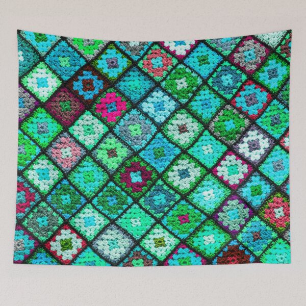 Item preview, Crochet granny square pattern marine blue designed and sold by Amalzaki.