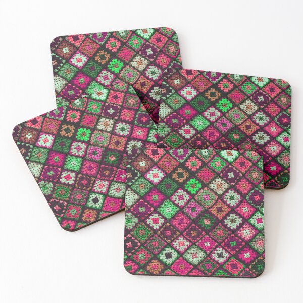 Item preview, Crochet granny square pattern fuchsia pink designed and sold by Amalzaki.