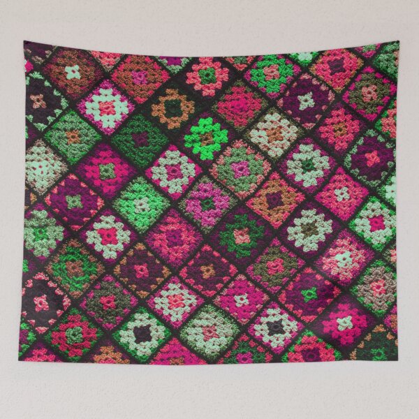 Item preview, Crochet granny square pattern fuchsia pink designed and sold by Amalzaki.