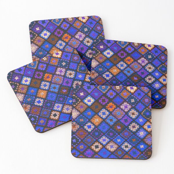 Item preview, Crochet granny square pattern luminous blue designed and sold by Amalzaki.